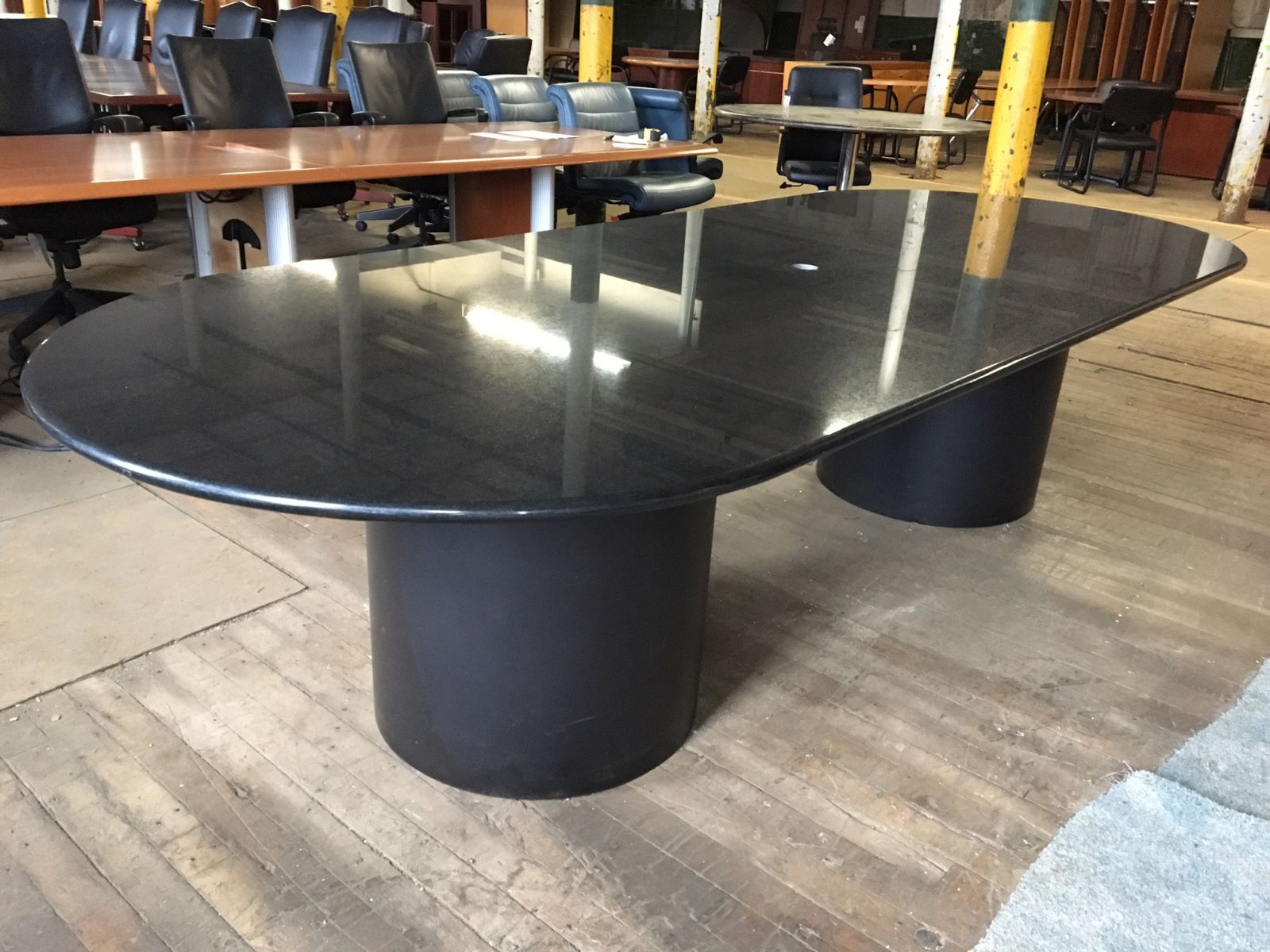 T9596C - 10 ft Black Granite Oval Conference Table