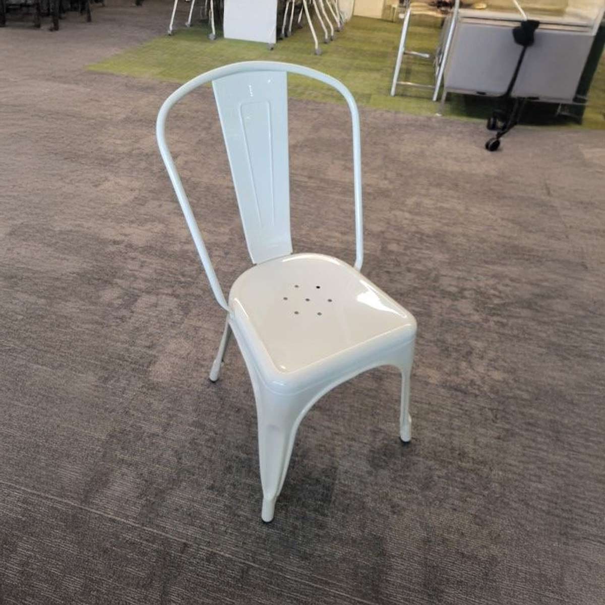 C61708 - White Metal Cafe Chairs