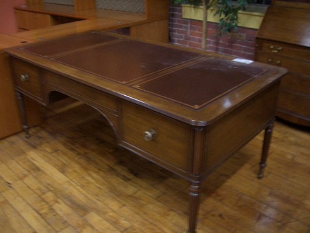 Kittenger Antique Desk with Storage Cabinet