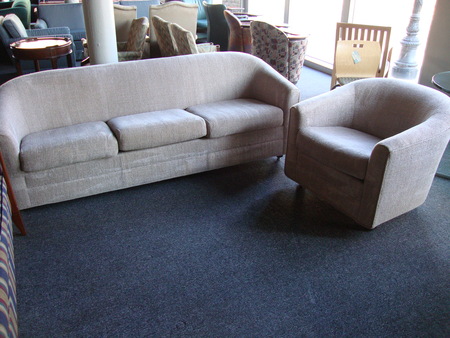 Beige Couch and Club Chair