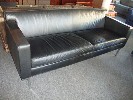 Modern Black Leather Sofa