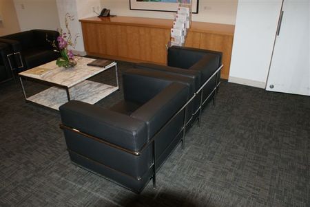 Leather Club Chairs with Marble coffee table
