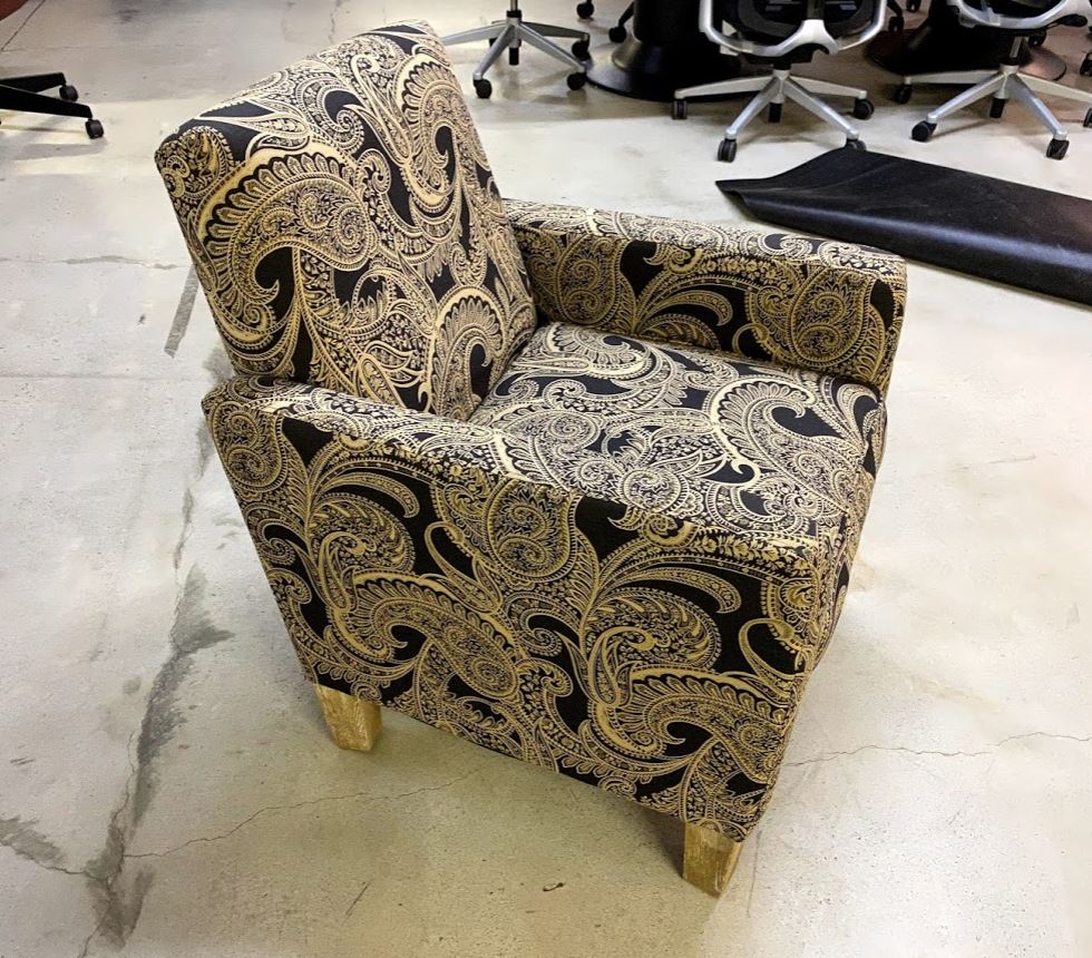 R6248 - Gold and Black Paisley Club Chairs