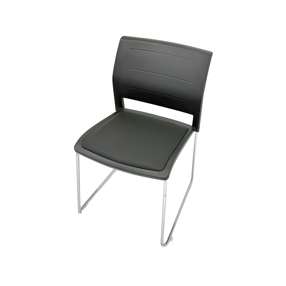 5CS100PDGY - The Gray Poly Café Stack Chair with Padded Cushion