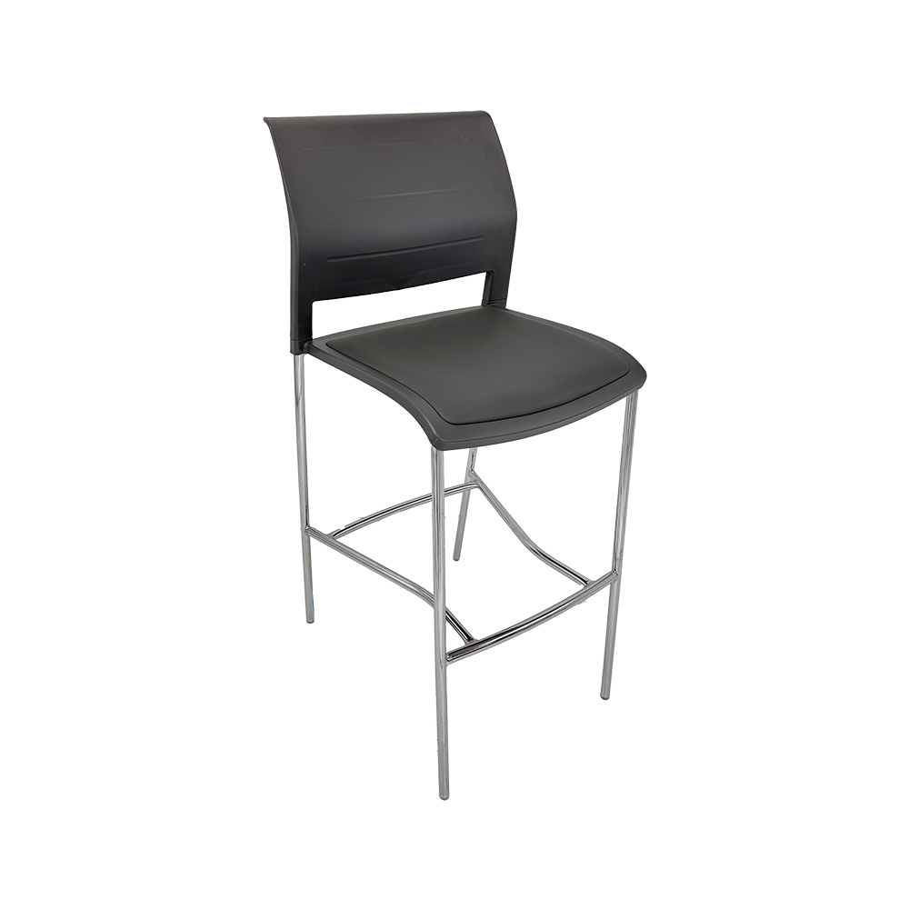 5CS100SPDGY - The Gray Café Poly Stool with padded cushion