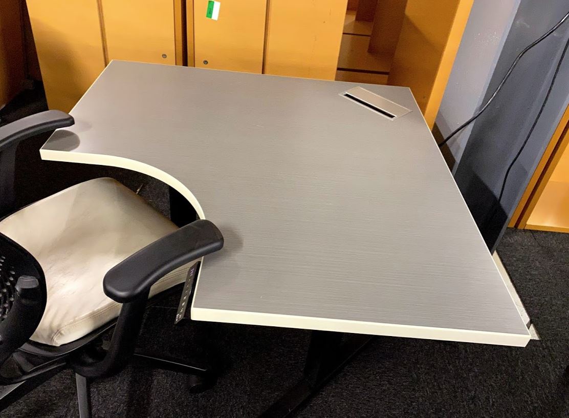 B6011 - Grey Laminate Corner Sit Stand Desk