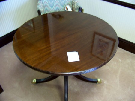 Wood Round Table with ornate base