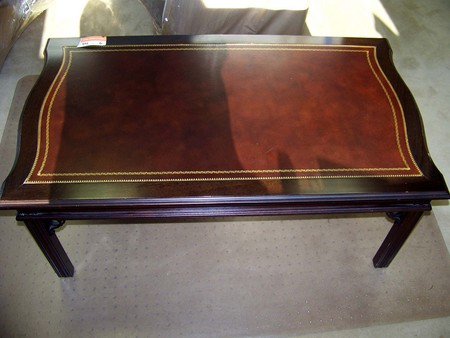 Leather Inlayed Occasional Table