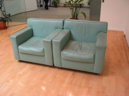 R358 - Sage Green Leather Club Chairs