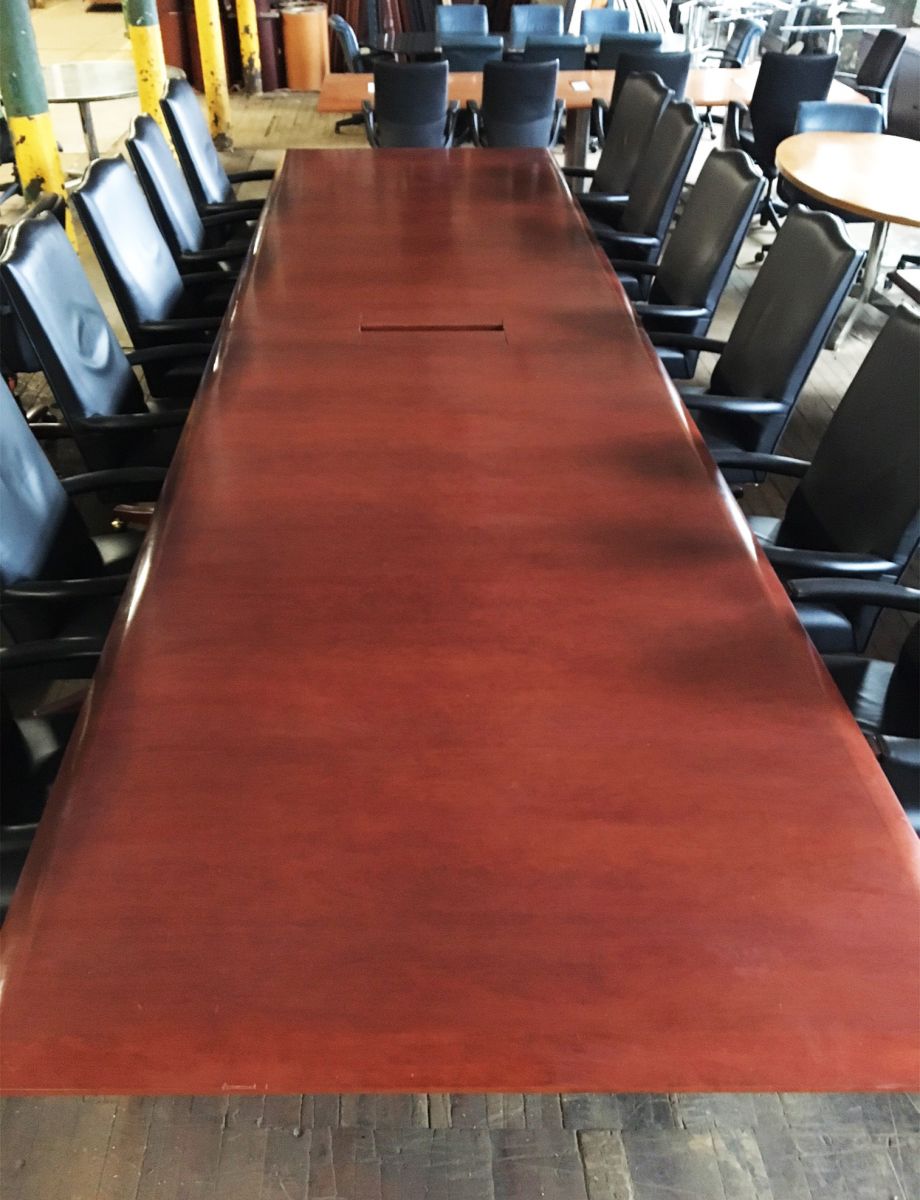 T9597C - 18 ft Veneer Conference Table - Dark Cherry