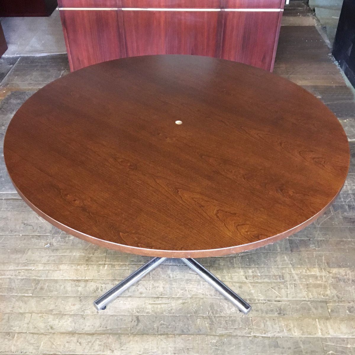 48" Round Wood Veneer Conference Table - Dark Cherry ...