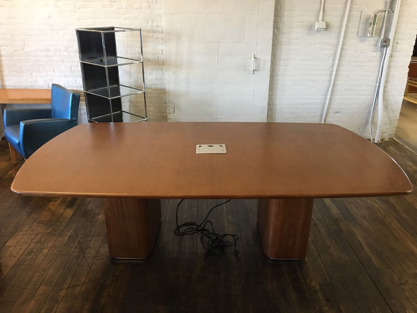 T9608C - 8ft Wood Veneer Conference Table With Data Ports - Walnut