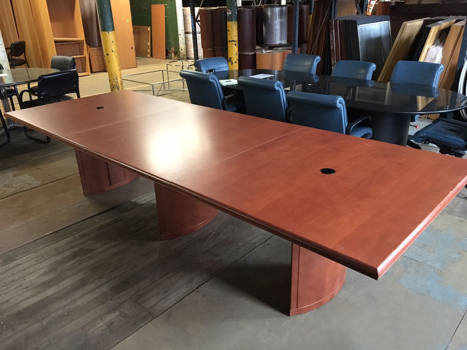T9615C - 11ft Wood Veneer Conference Table - Dark Cherry