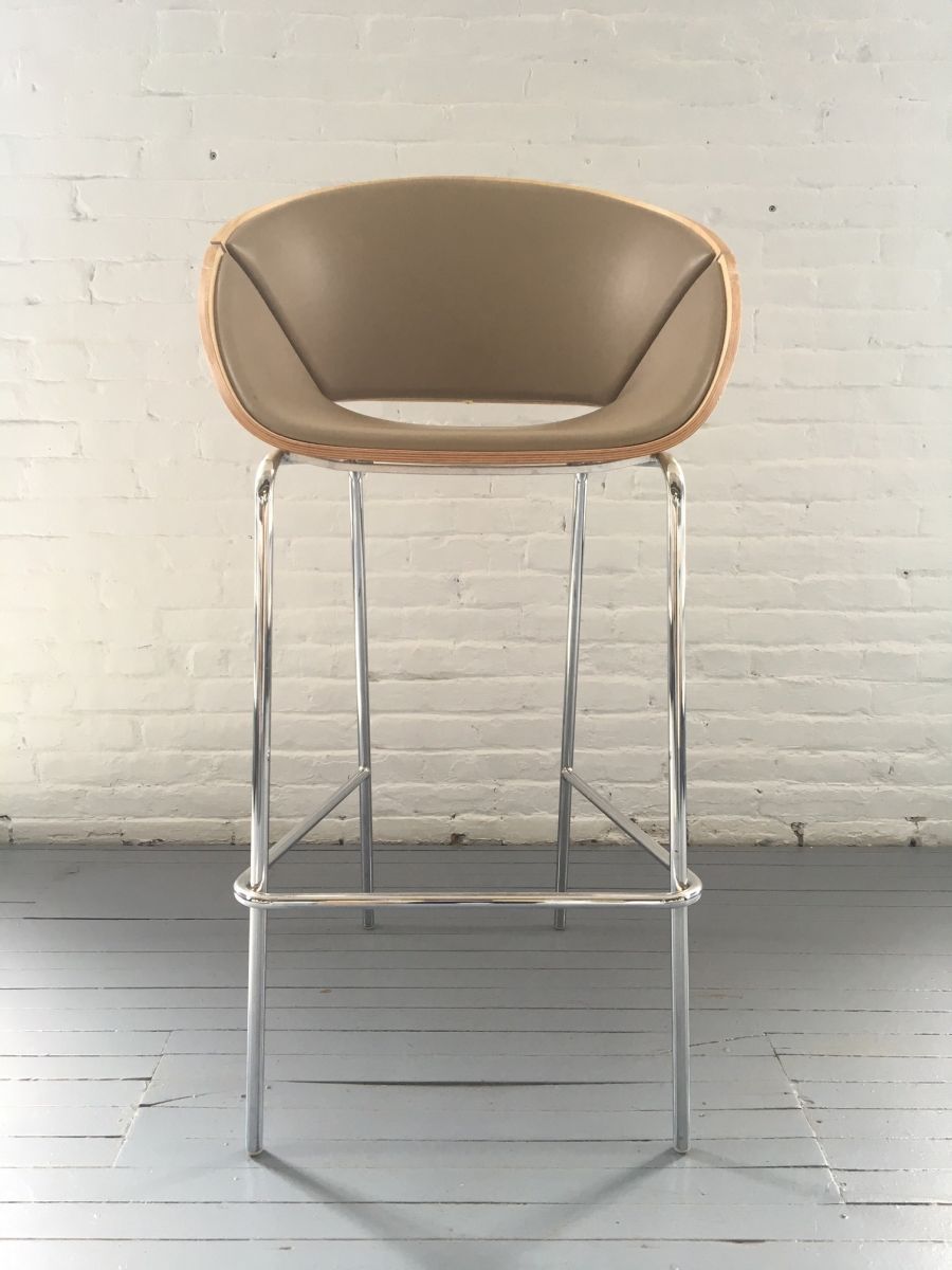 CD6011C - Leather & Plywood Lipse Stools