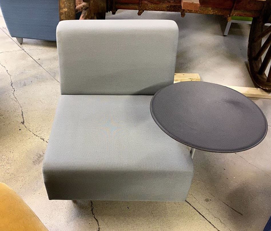 R6233 - Light Gray Club Chair with Tablet Table