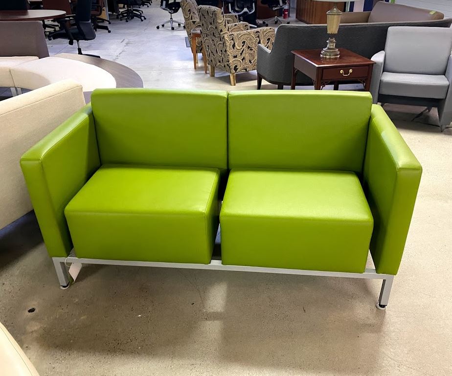 Conklin Furniture Refurbished Office, Lime Green Leather Chair