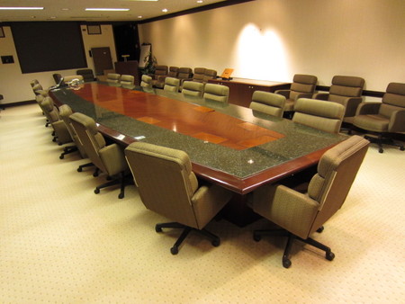 T2879 - 24' Marble Conference Table with Matching Credenzas