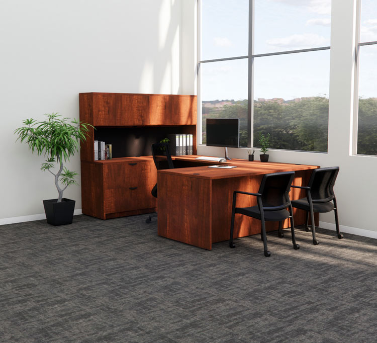 DARK CHERRY U Shape Desk RED