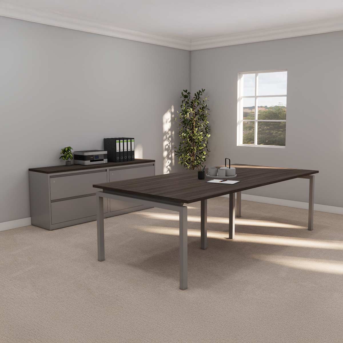 NT9532 Stretch Conference Tables Skyline Finish and storage 1200x1200px