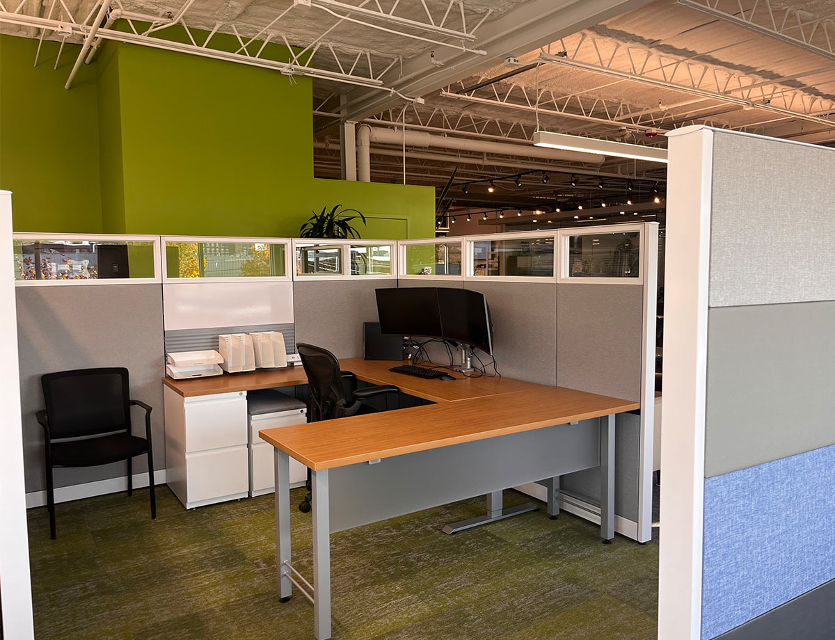Other in page Remanufactured Steelcase Answer Workstations with multicolored fabric panels 1200w x X
