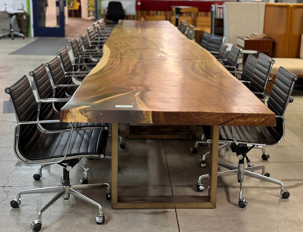 Other in page extra long wood table refinished in excellent condition by our craftsmen 1200w x X