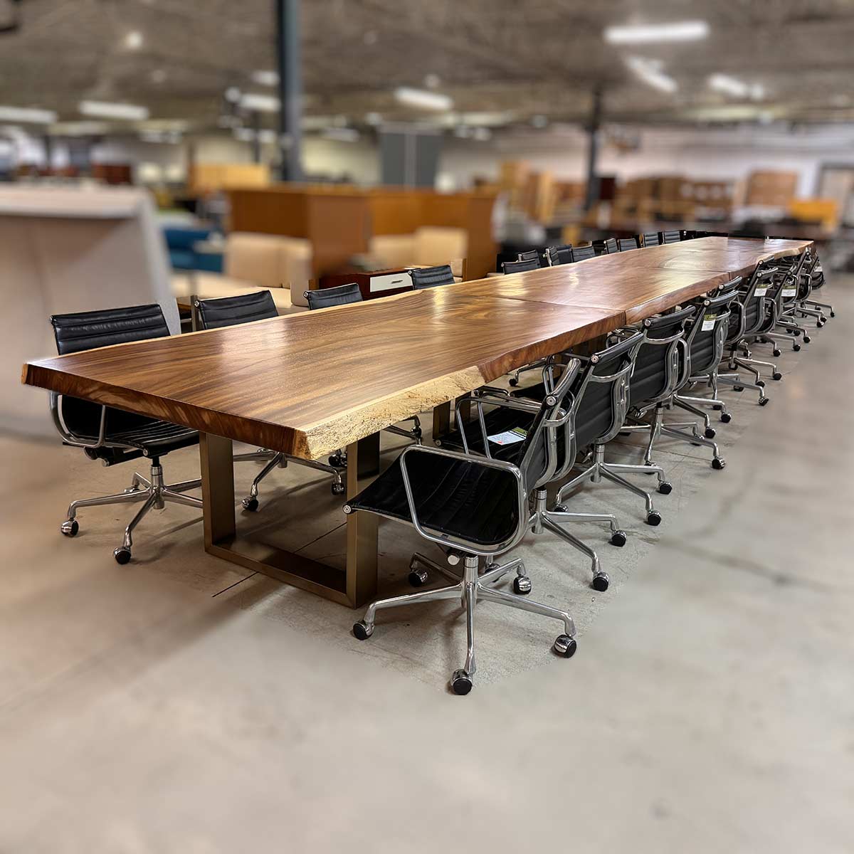 Product beautifully crafted live edge 40 foot conference table side view 1200x1200px