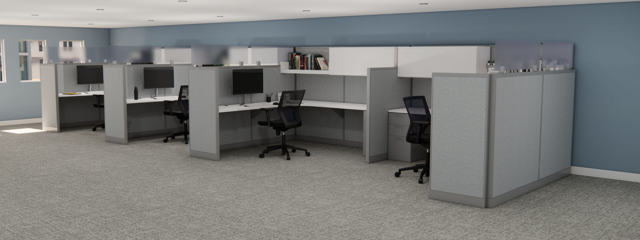 Remanufactured Steelcase Avenir 4 Run of Workstations in Office 3200w x 1200h
