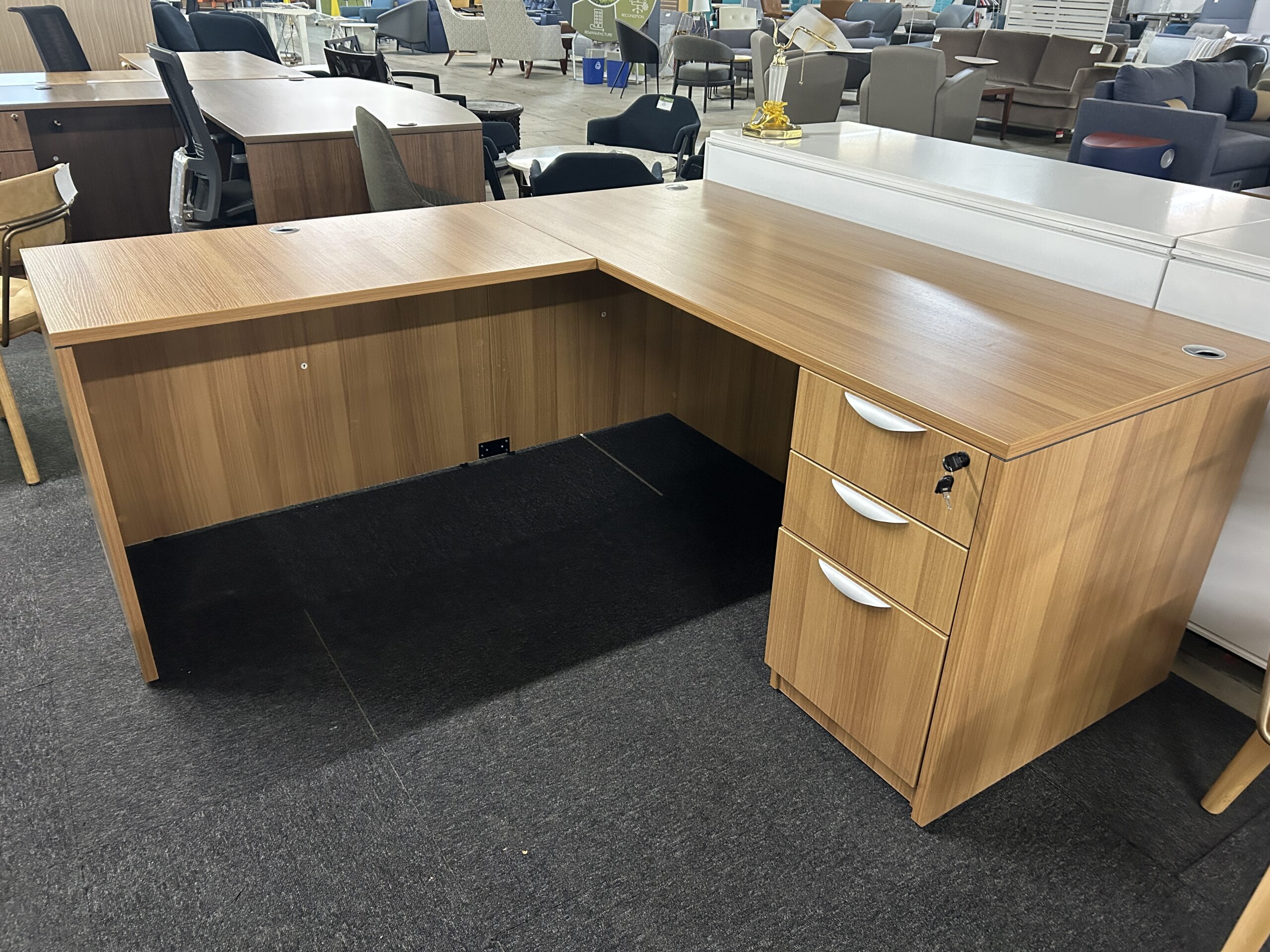 Harvest Walnut L-Shape Desk