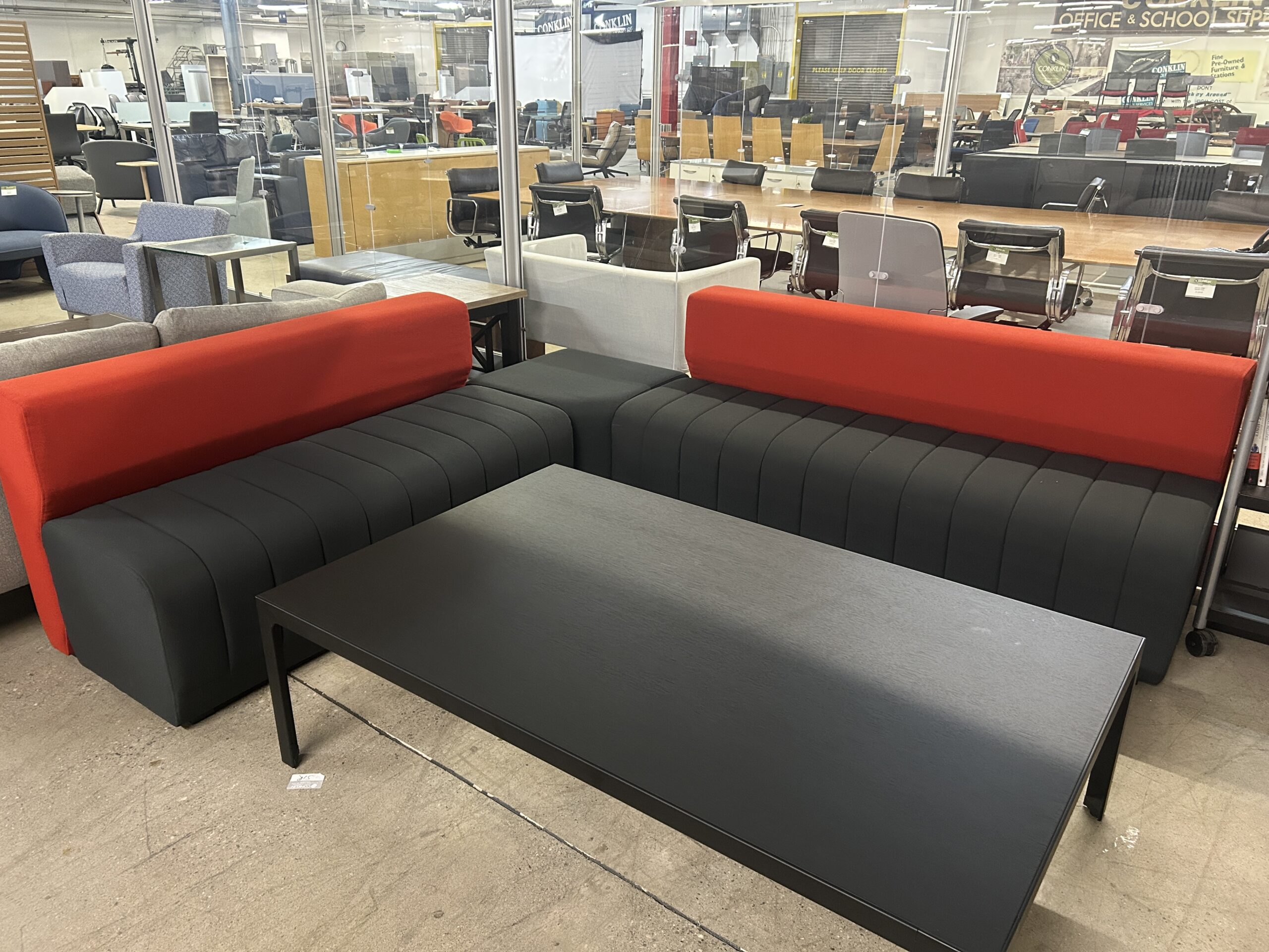 Red and Black Allemuir L-Shape Sectional