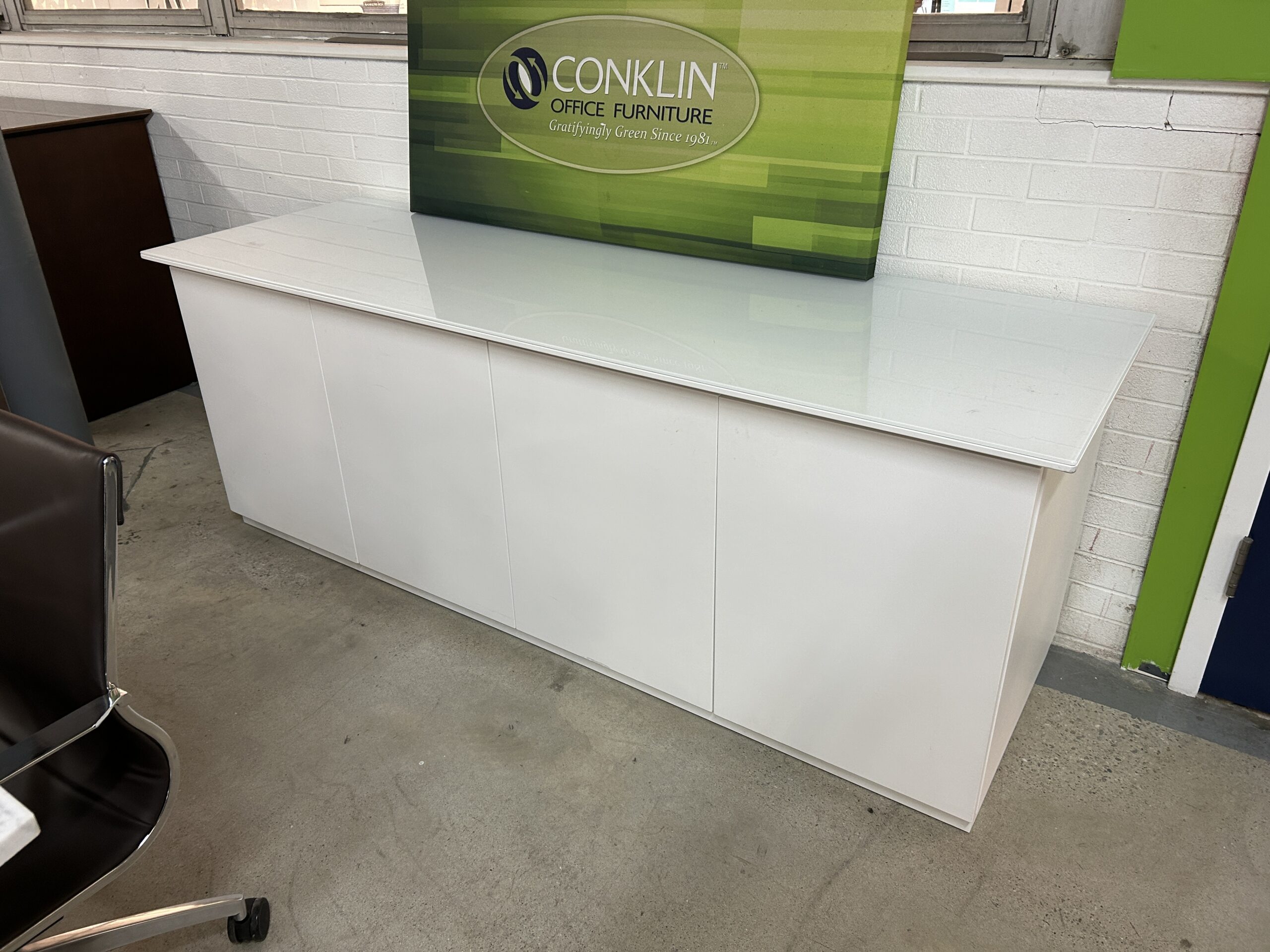 White Credenza with Glass Top