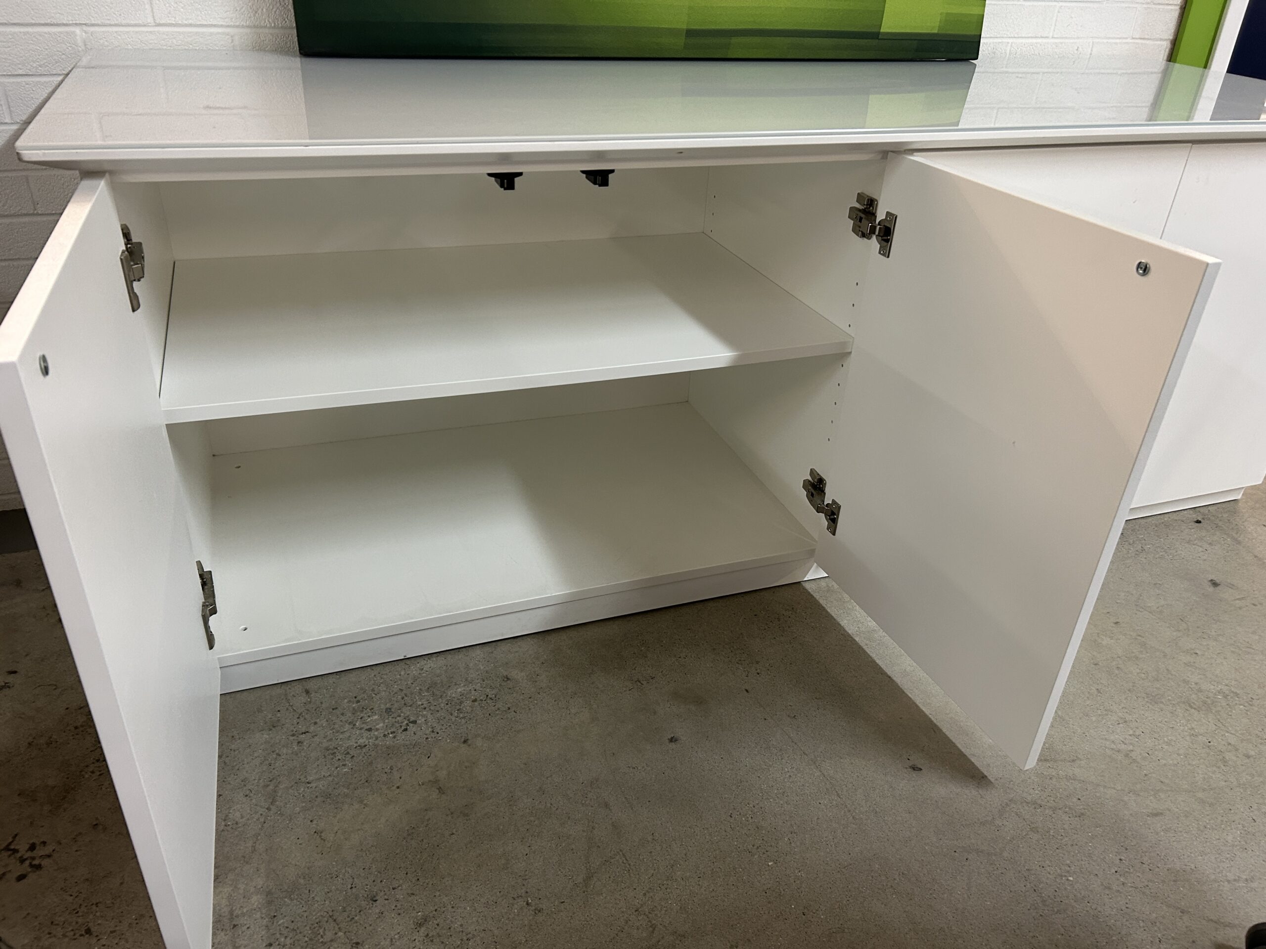 White Credenza with Glass Top