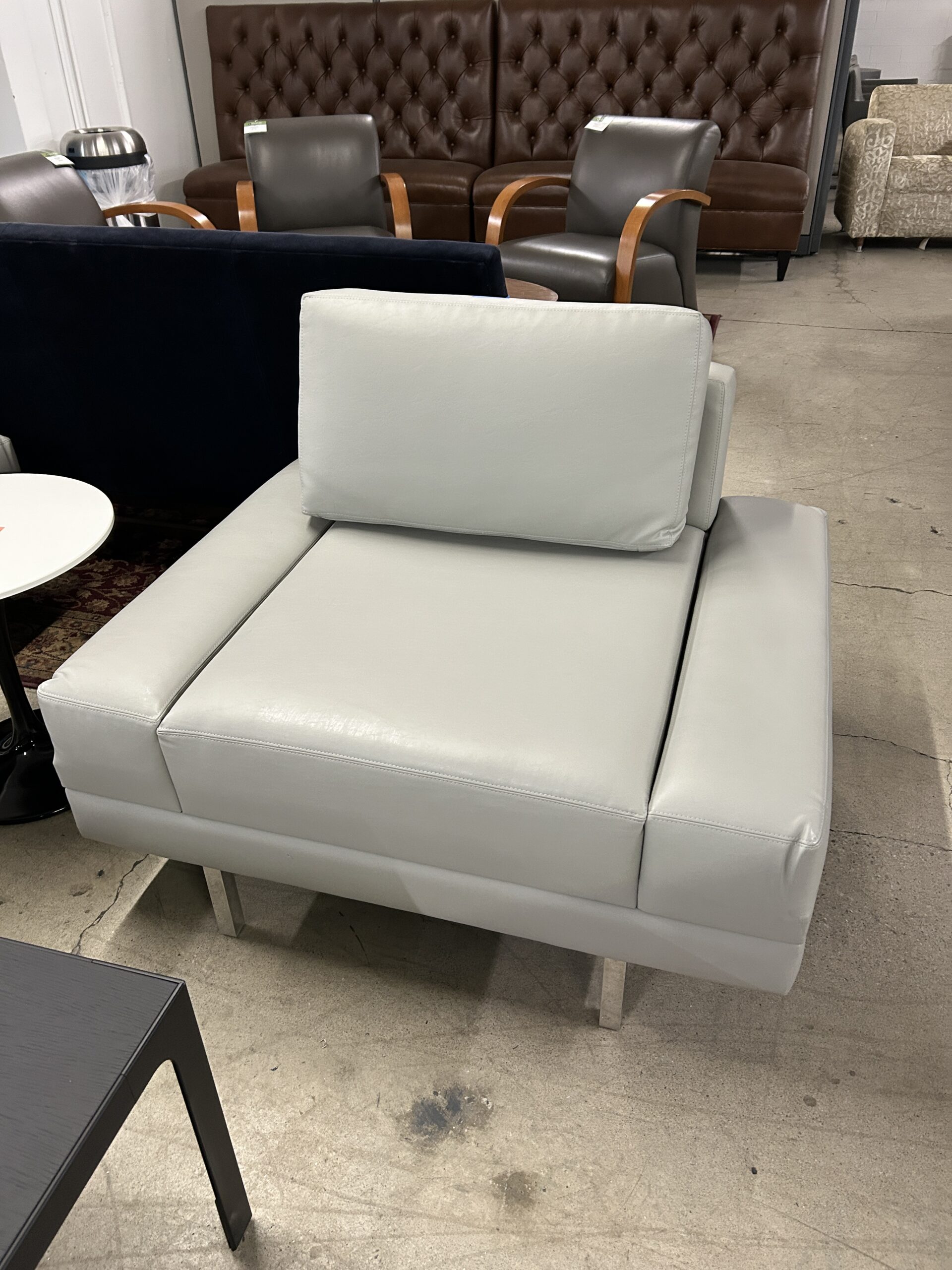 Global Grey Leather Club Chair