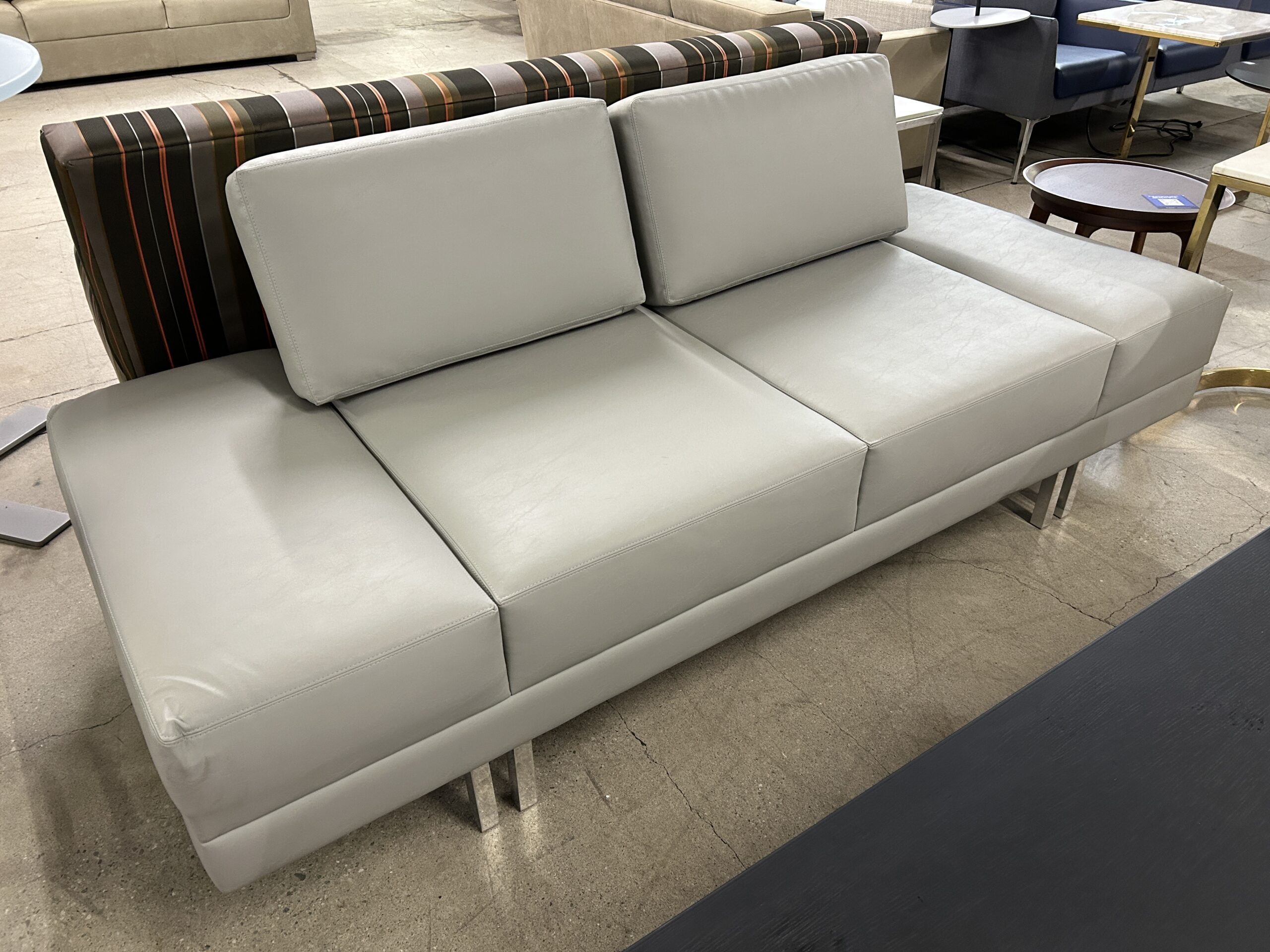 Global Gray Leather Sofa