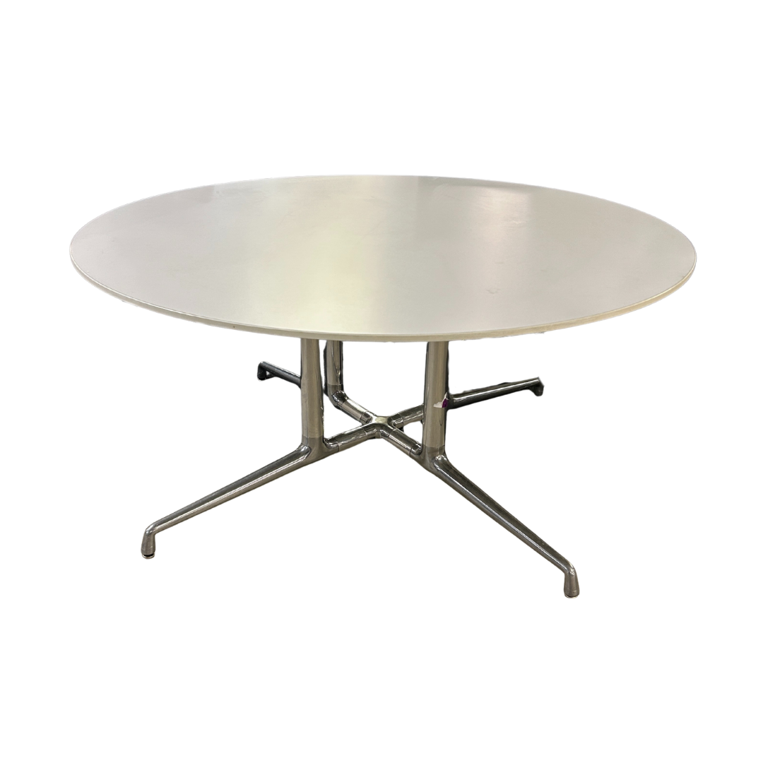 Round White Table with Chrome Base