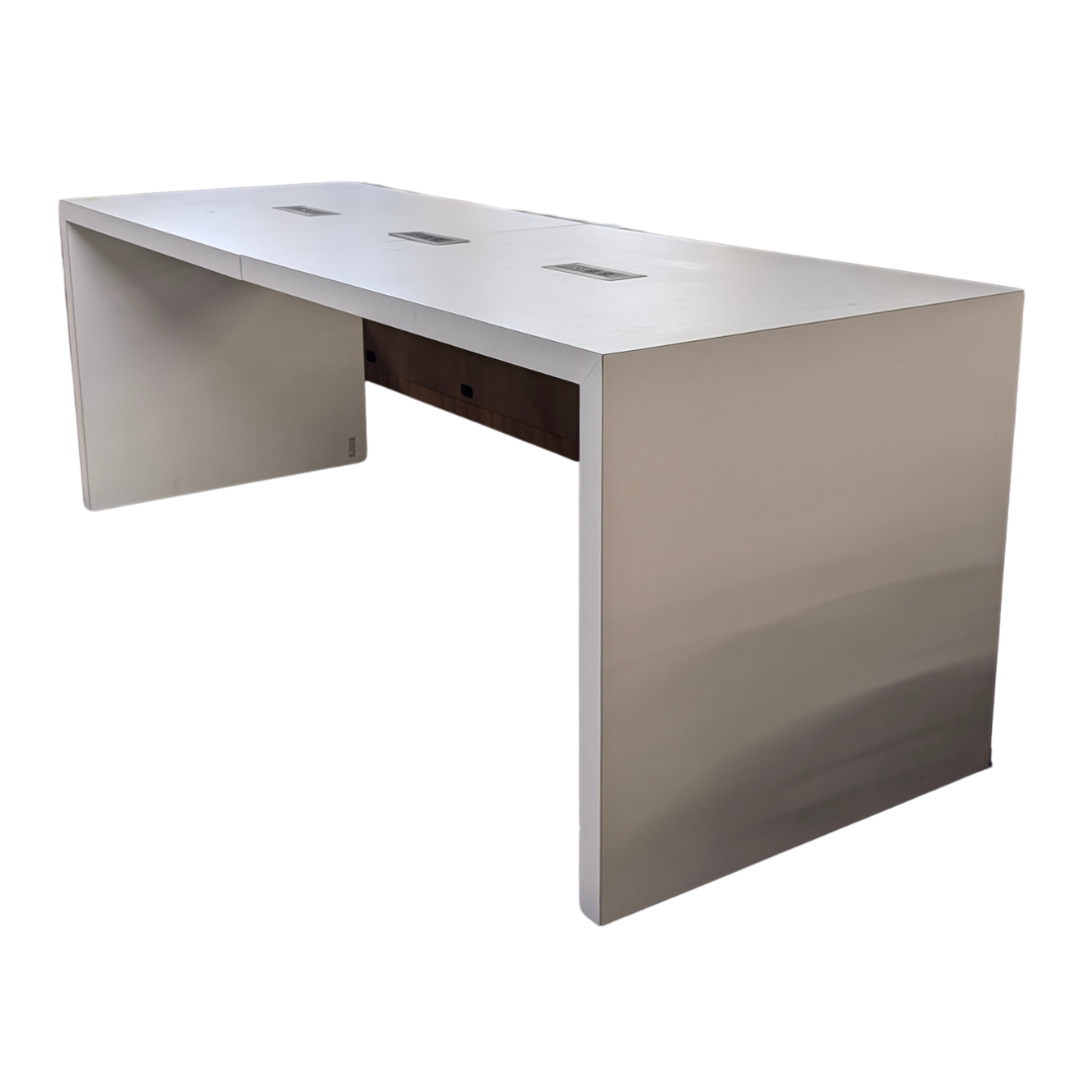 White Laminate Powered Bar-Height Table