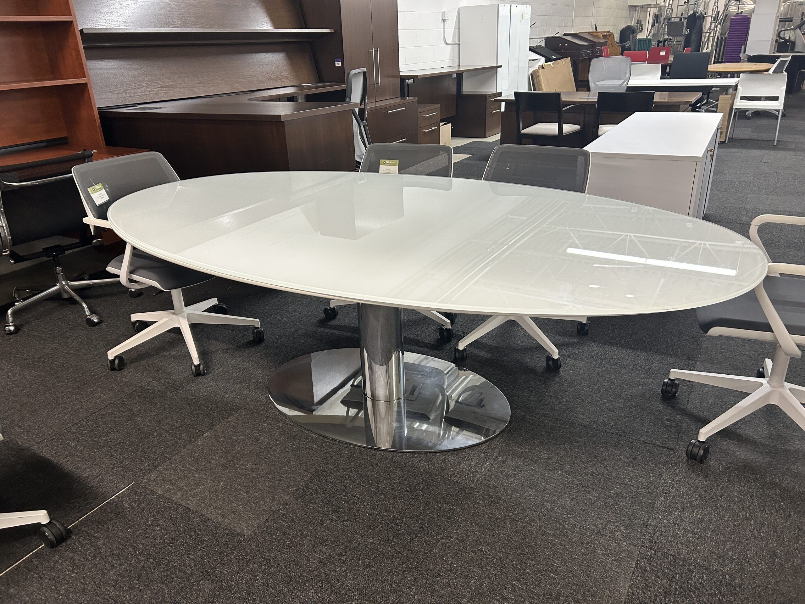 White Glass Racetrack Table