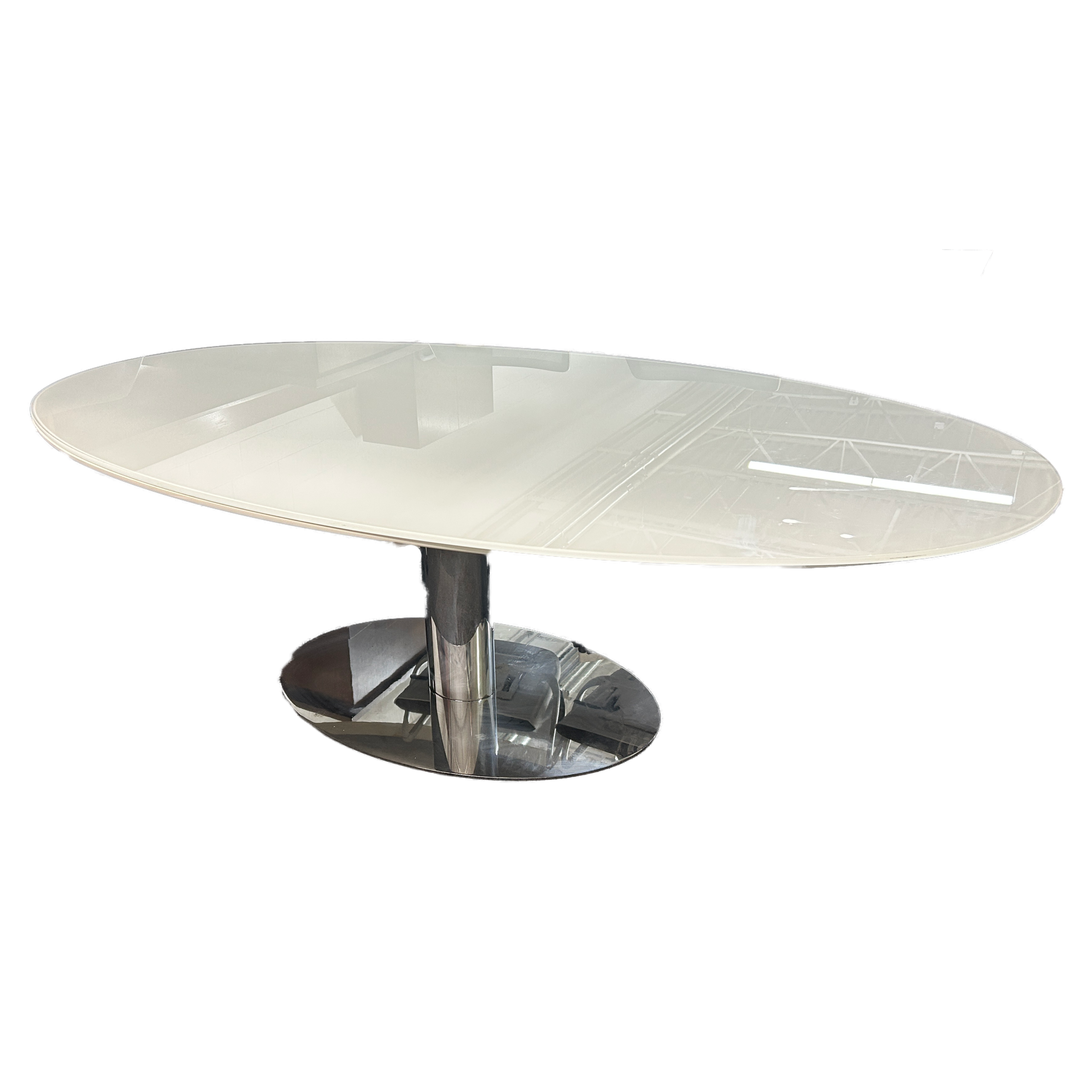 White Glass Racetrack Table
