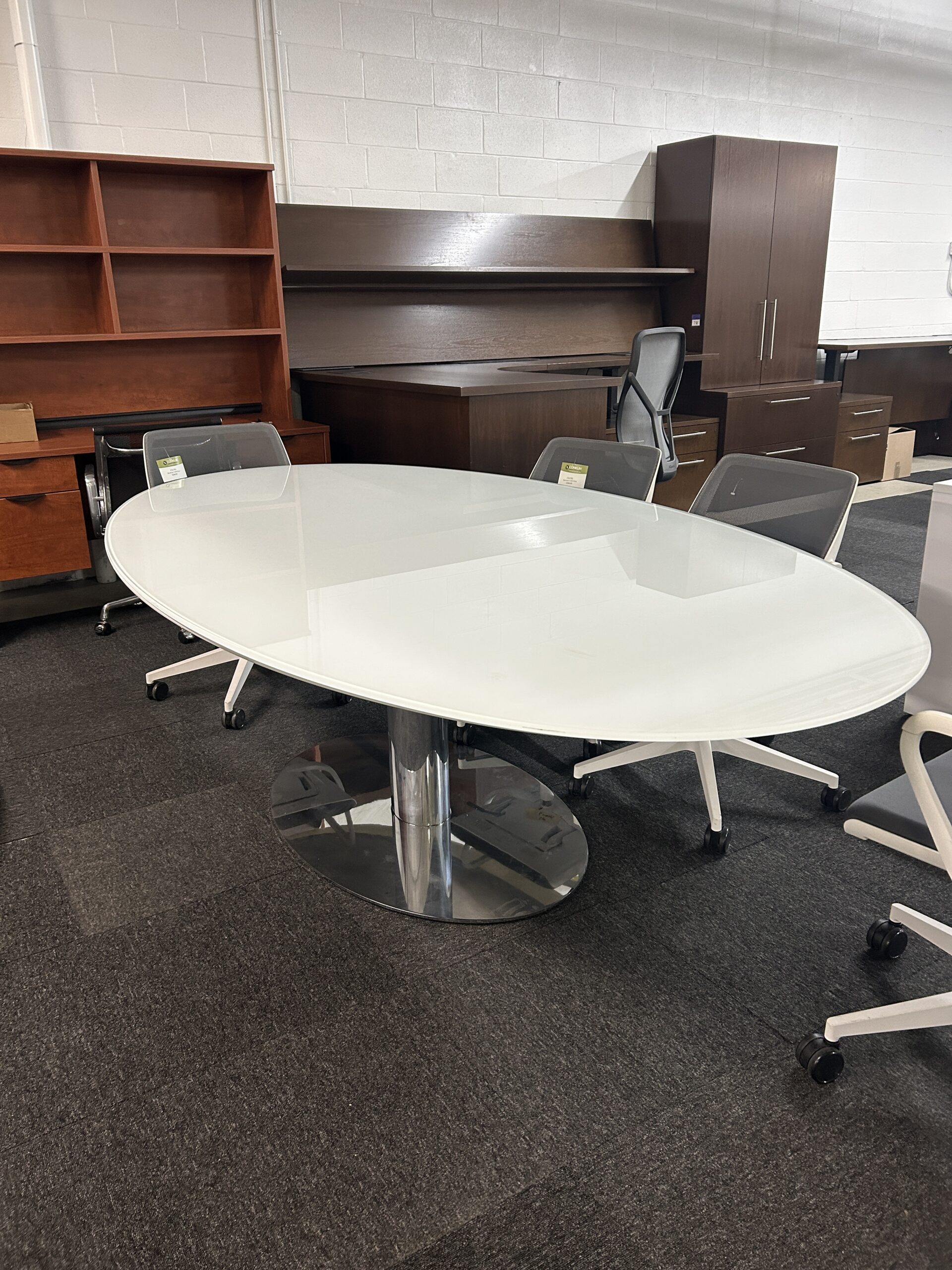 White Glass Racetrack Table