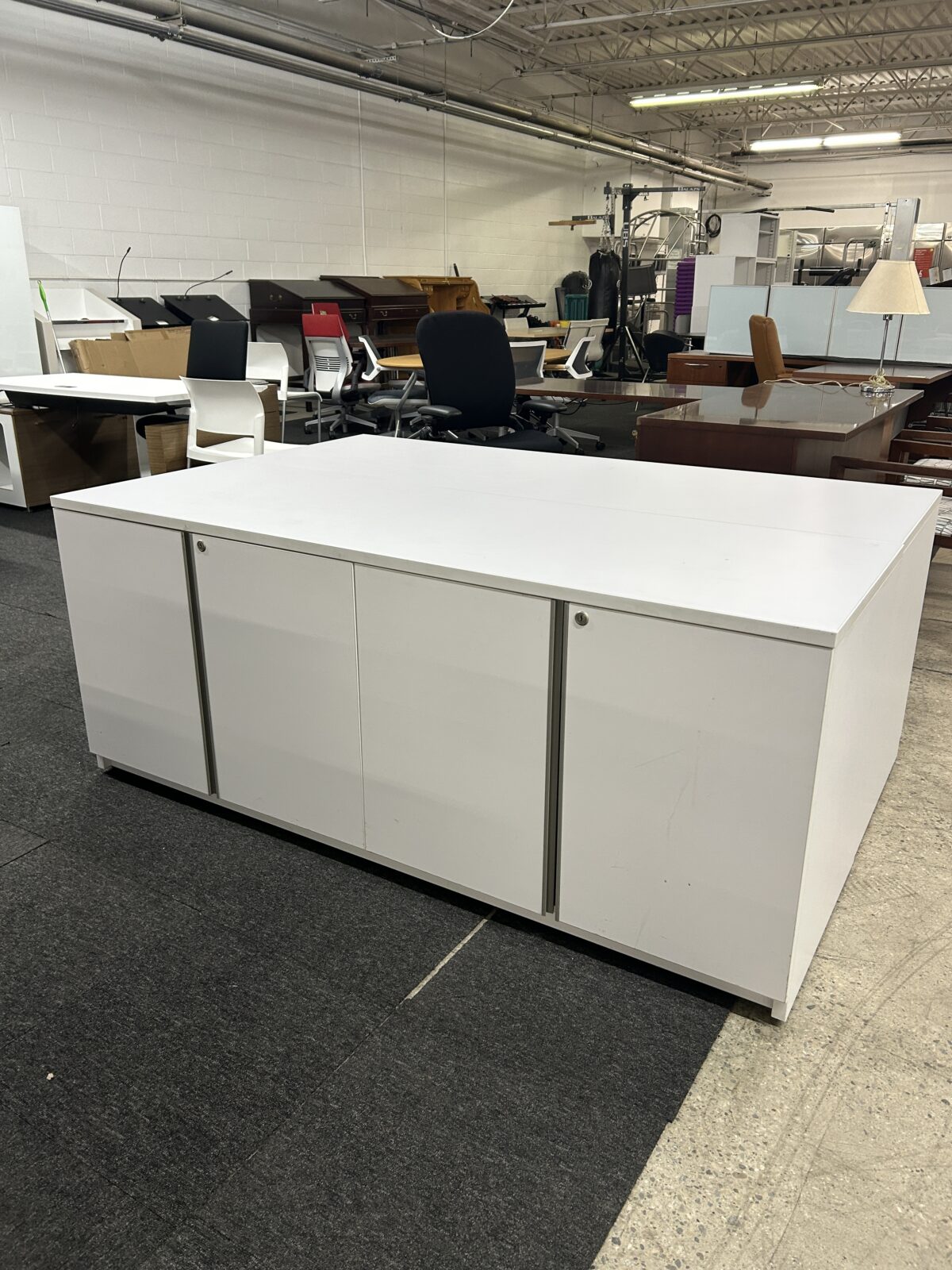 White 4-Door Laminate Credenza photo
