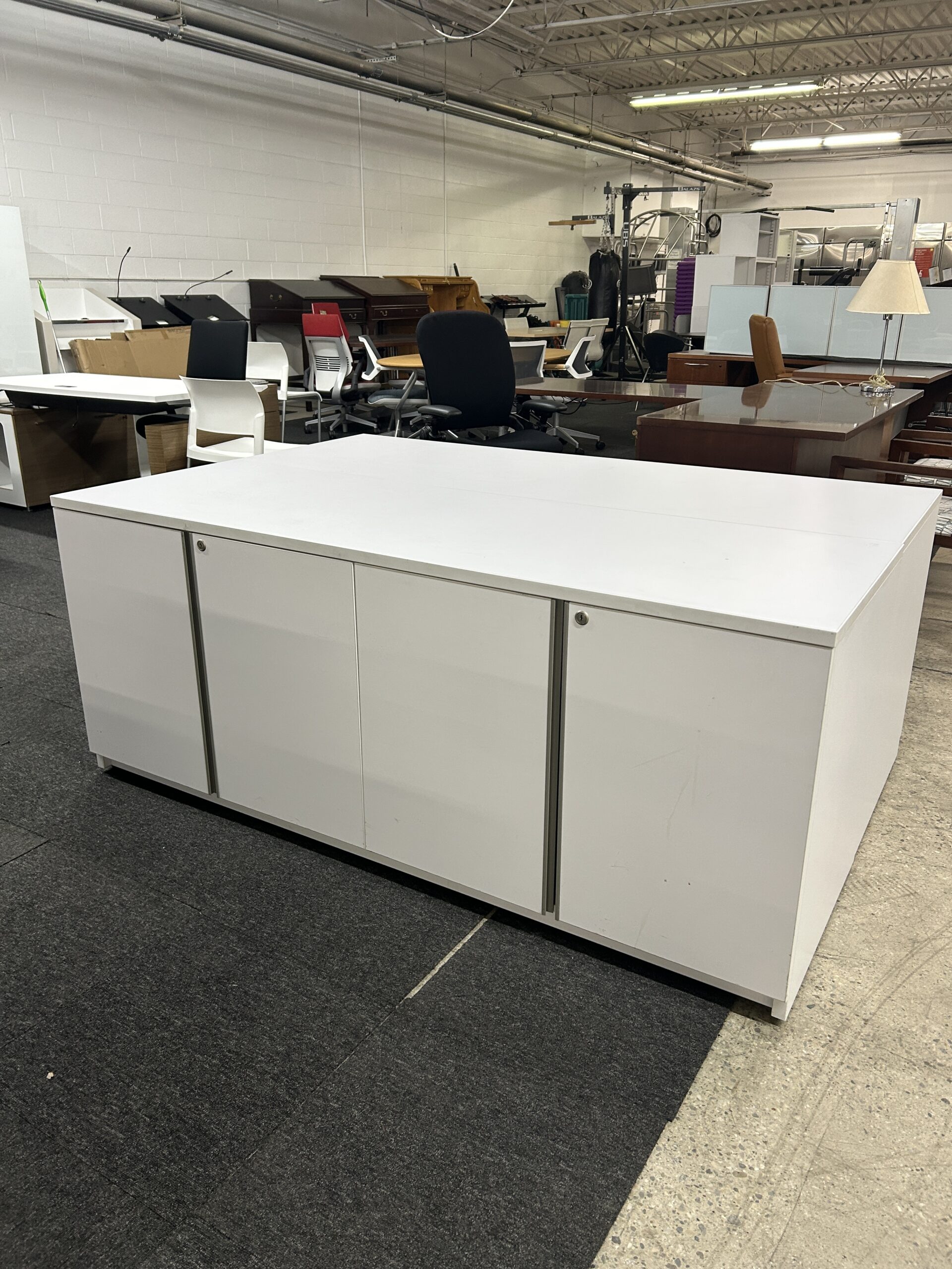 White 4-Door Laminate Credenza