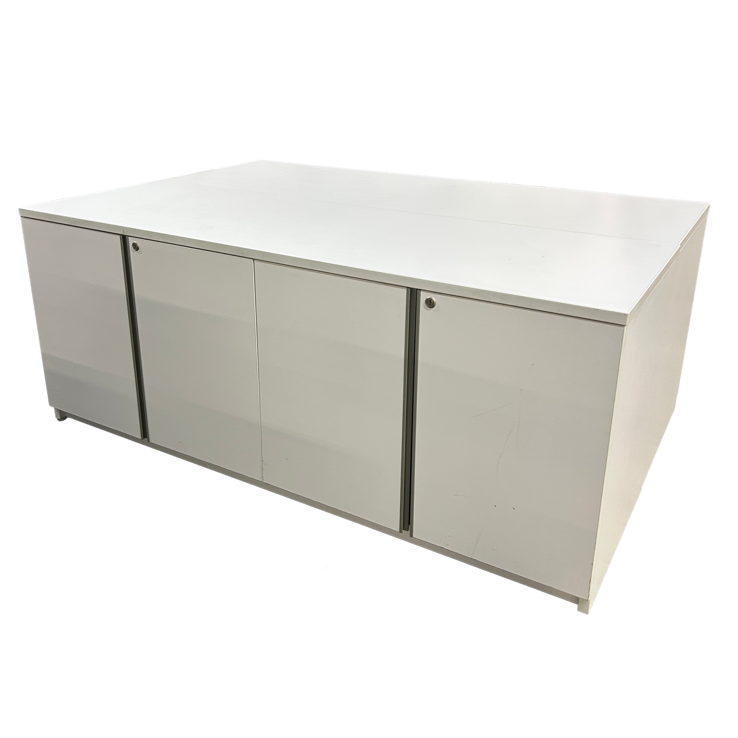 White 4-Door Laminate Credenza