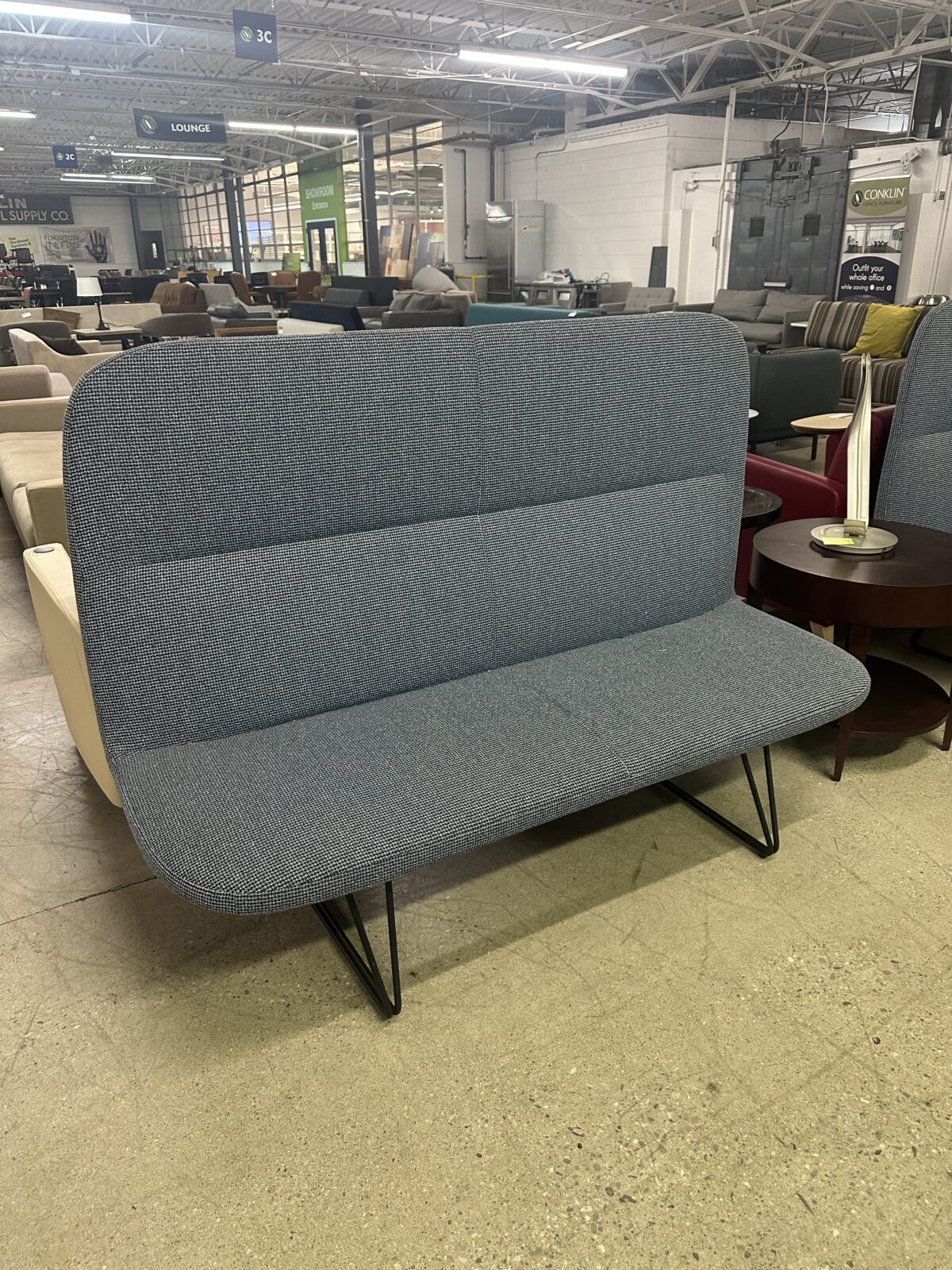 Davis High-Back Blue Fabric Bench photo