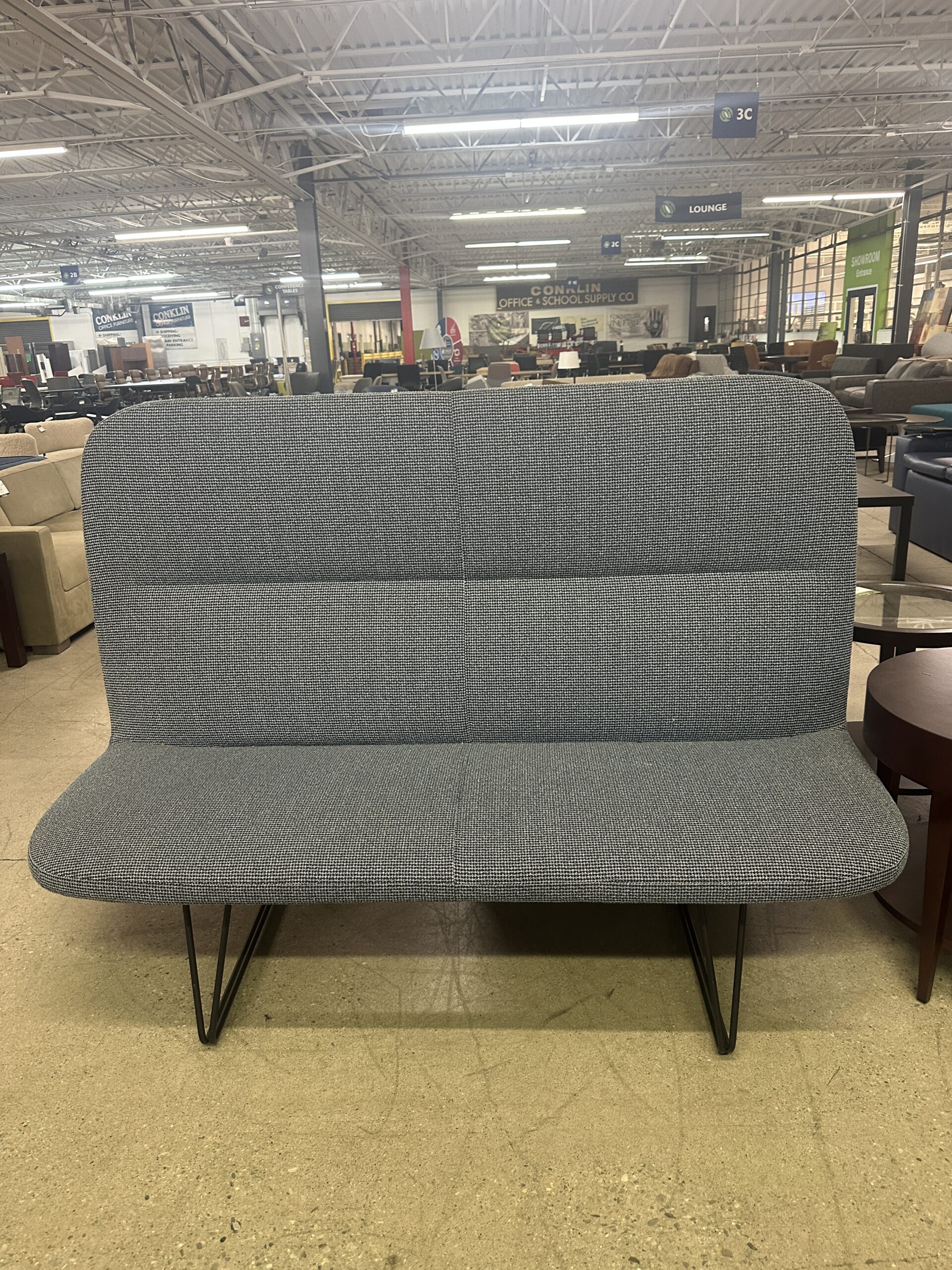 Davis High-Back Blue Fabric Bench