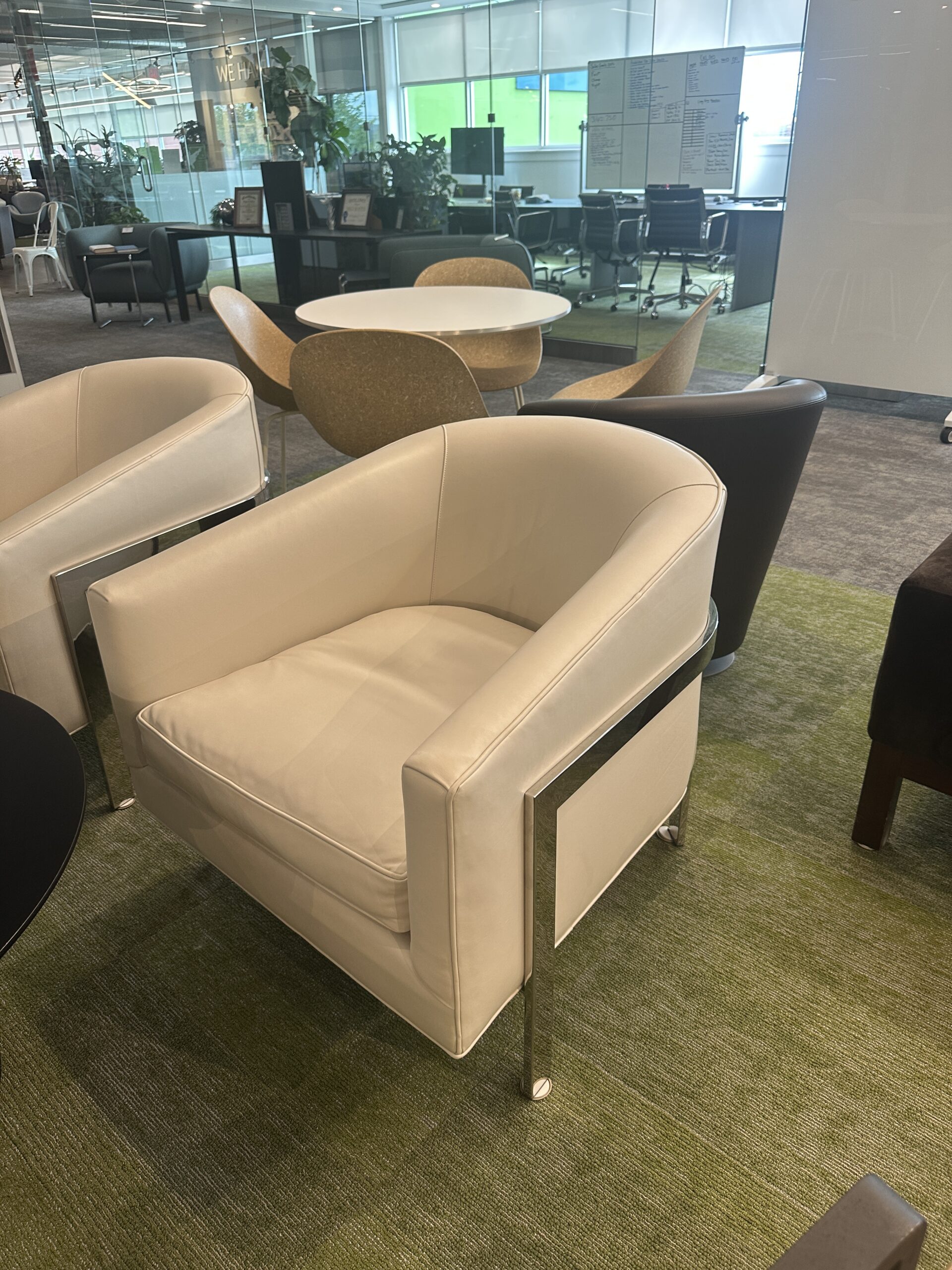 Restoration Hardware White Cream Leather Club Chair