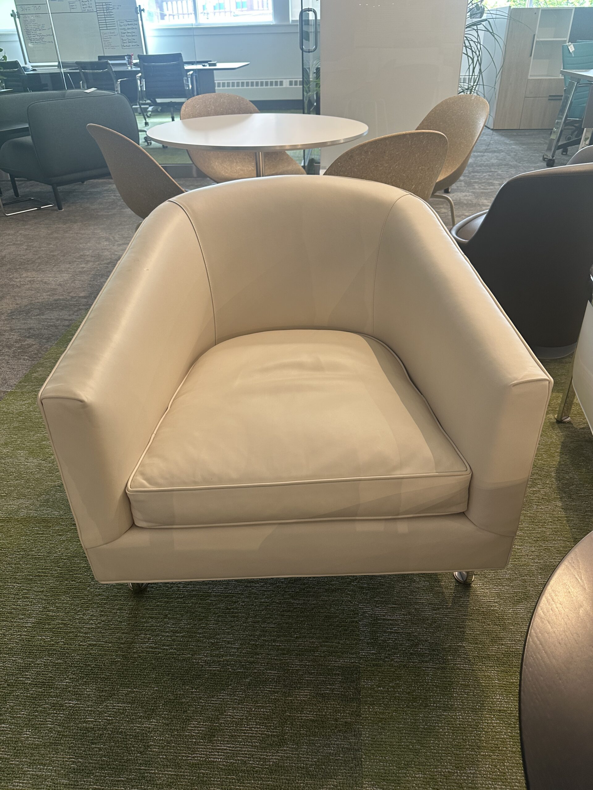 Restoration Hardware White Cream Leather Club Chair