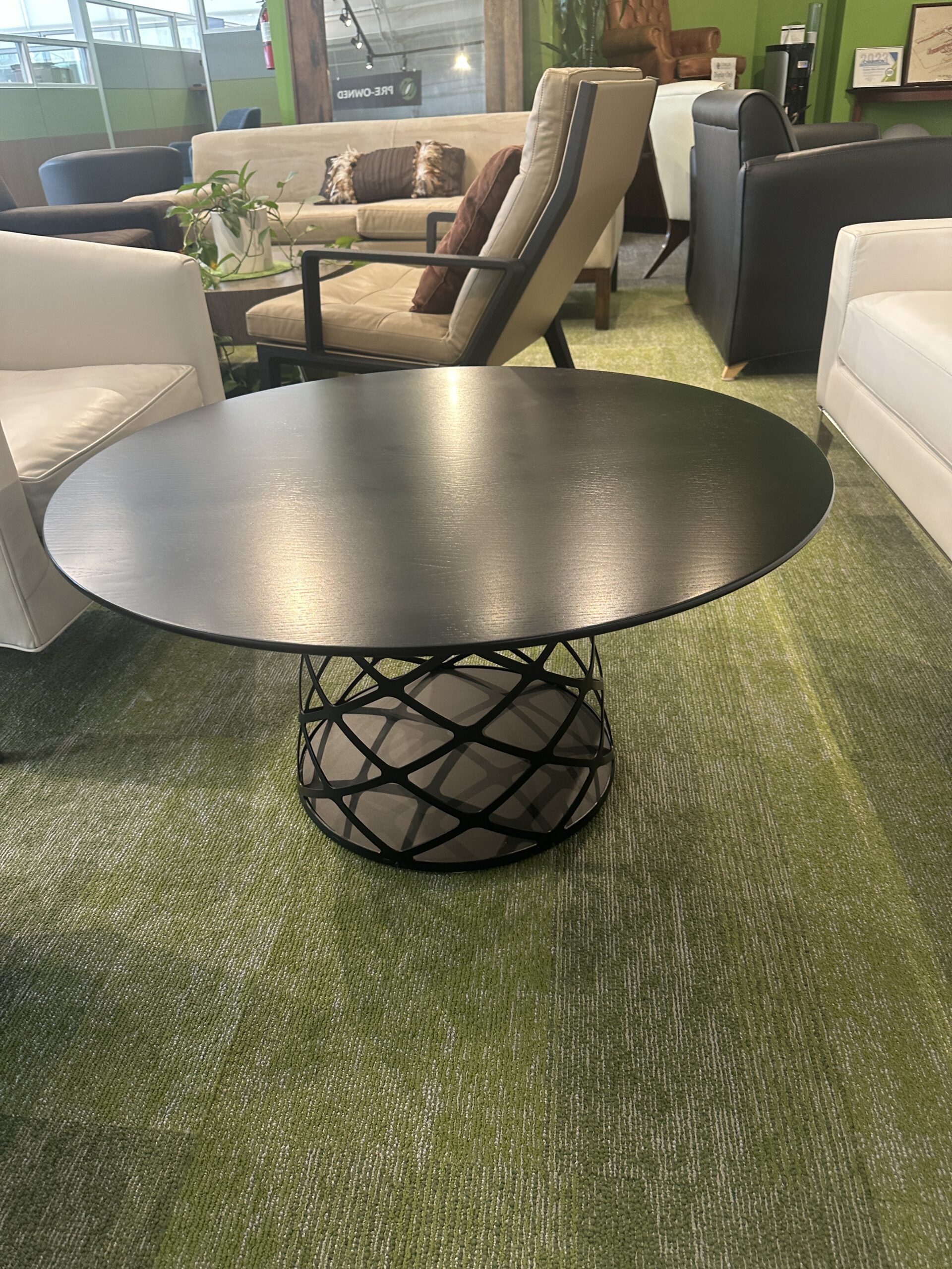 Black Round Planter Coffee Table