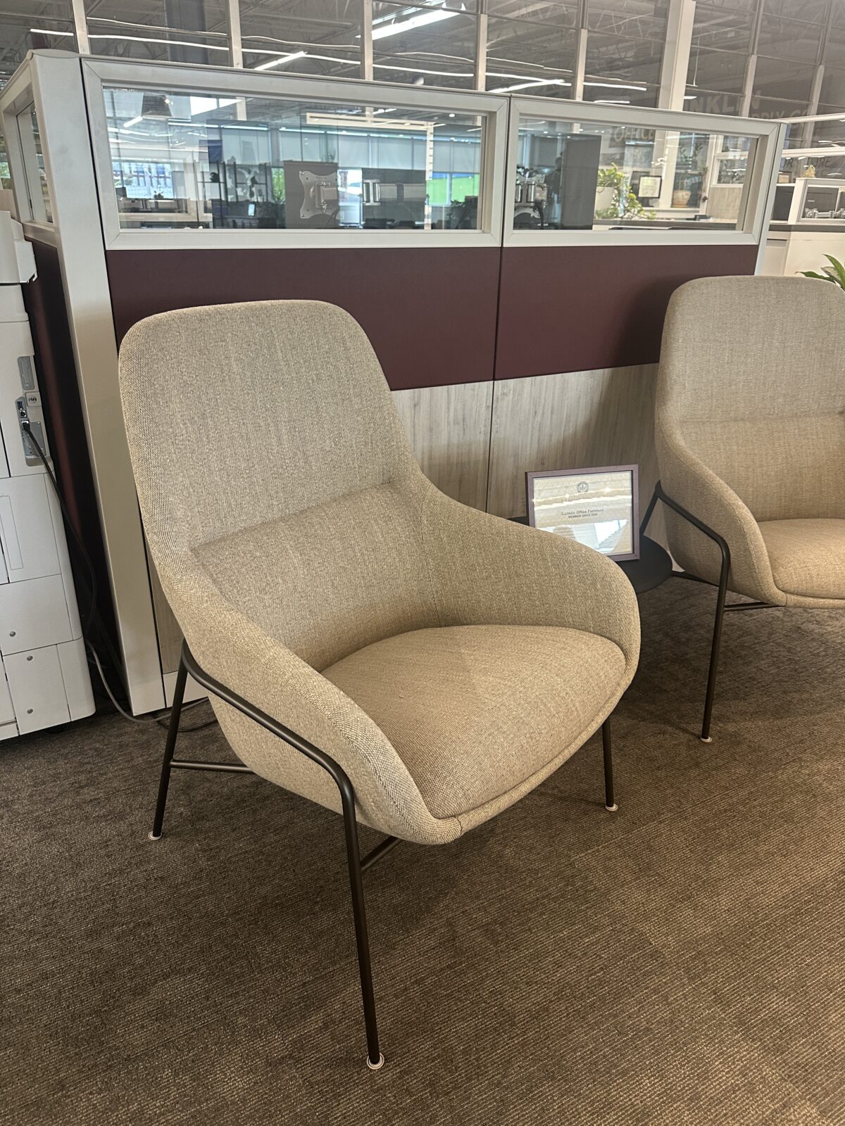 Blu Dot Tan Beige Fabric Lounge Chair photo