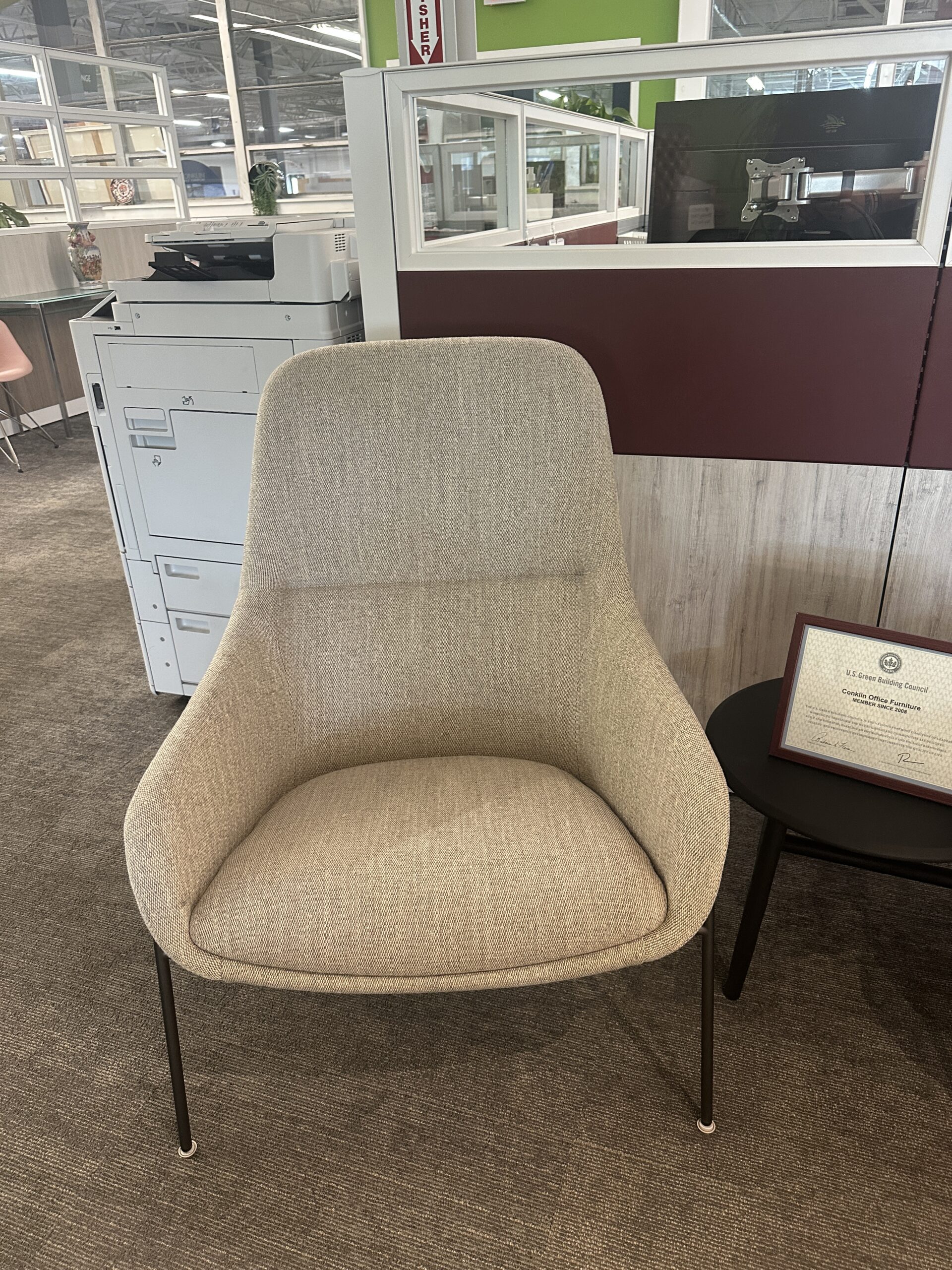 Blu Dot Tan Beige Fabric Lounge Chair