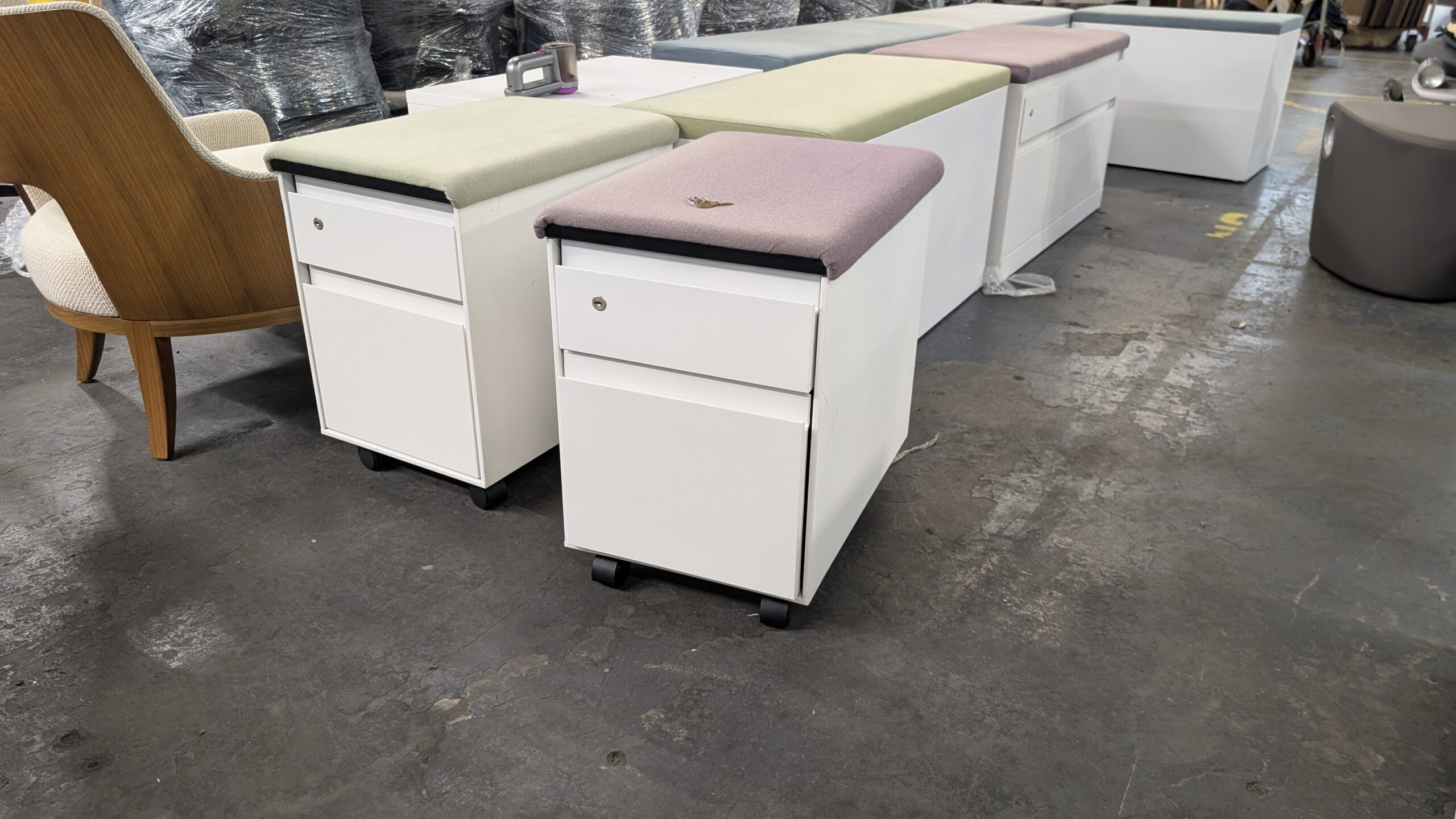 Purple Steelcase Mobile Pedestals
