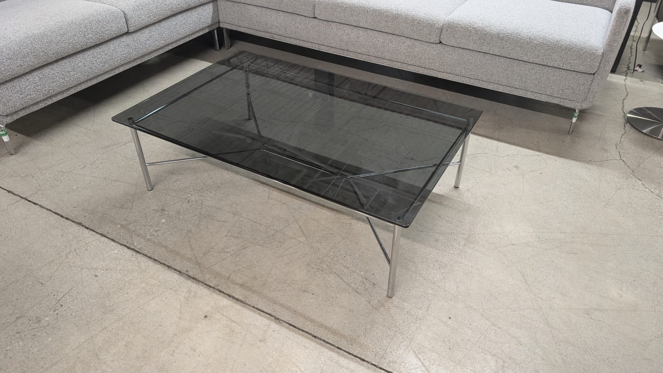 Smoked Glass Coffee Table with Chrome Legs